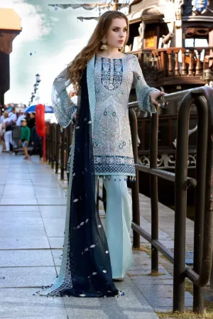 Pakistani designer sequins embroidered dress in aqua blue color # P2310