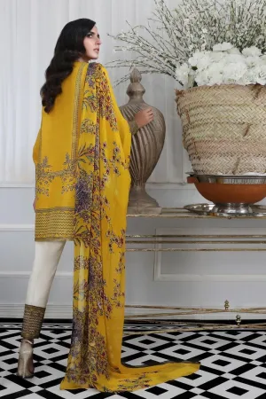 Pakistani designer slub dress for casual wear in mustard color # P2395