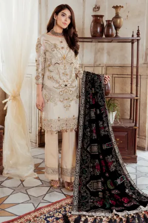 Pakistani embroidered zari party dress in dew mulberry color # P2444