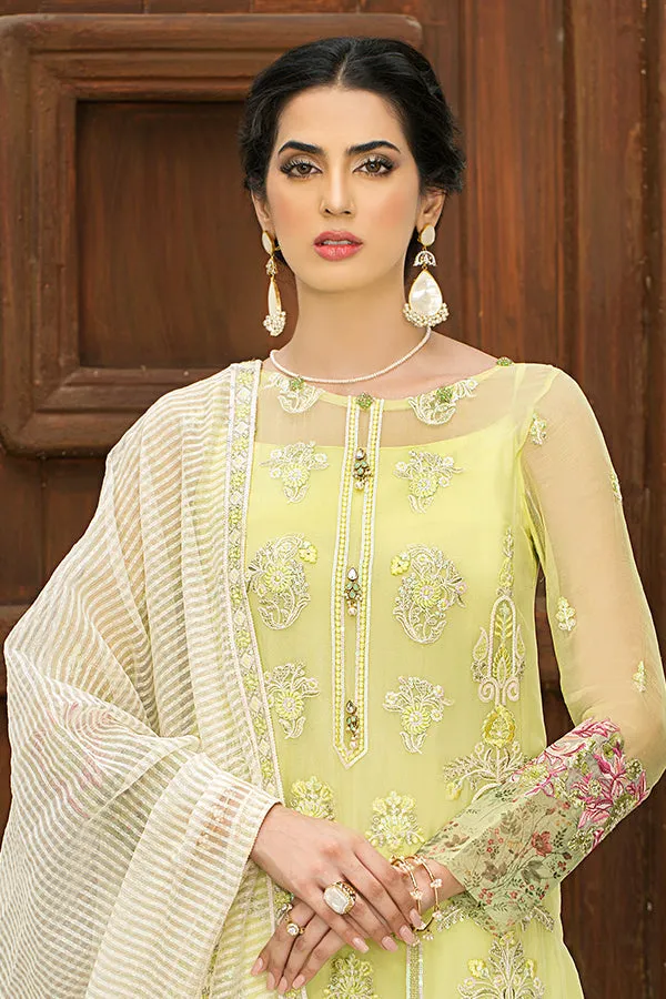 Pakistani Party Dress in Embroidered Kameez Trouser and Dupatta Style in Premium Chiffon