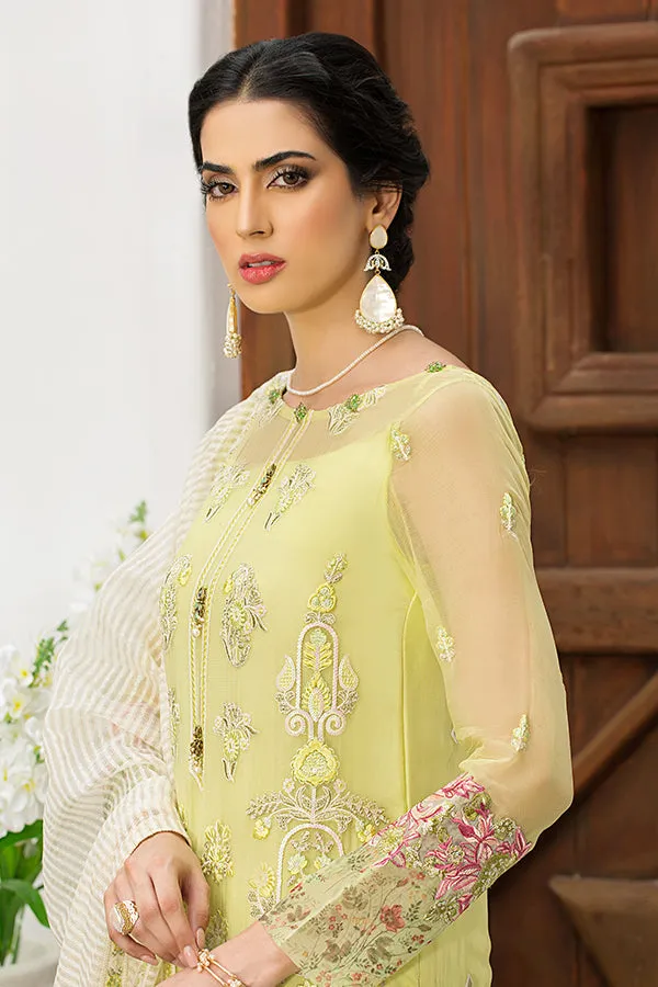 Pakistani Party Dress in Embroidered Kameez Trouser and Dupatta Style in Premium Chiffon