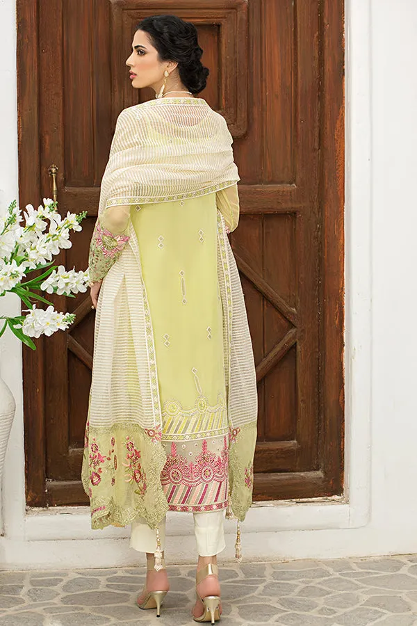 Pakistani Party Dress in Embroidered Kameez Trouser and Dupatta Style in Premium Chiffon