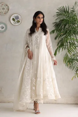 Pakistani Women's Clothes in Ethereal White Color #PF166