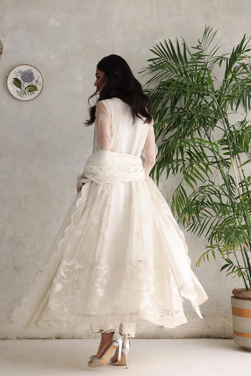 Pakistani Women's Clothes in Ethereal White Color #PF166
