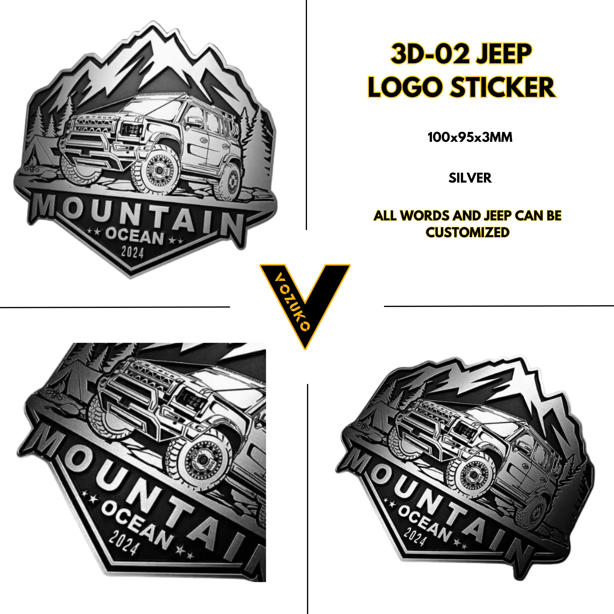 Personalized 3D Metal Car Sticker Custom Logo Accessories Decorative Jeep High Quality Decals Emblems