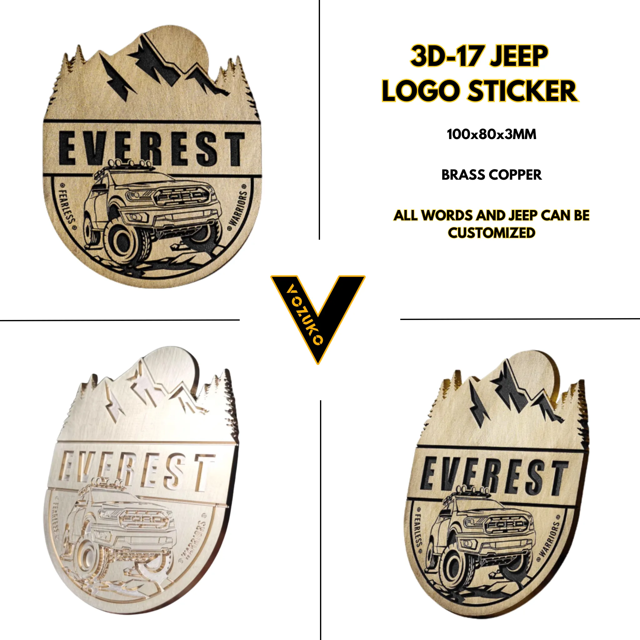 Personalized 3D Metal Car Sticker Custom Logo Accessories Decorative Jeep High Quality Decals Emblems