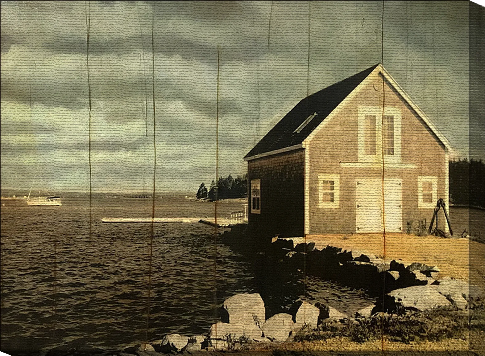 Pezhman Boathouse: Hand Embellished Framed Art Print