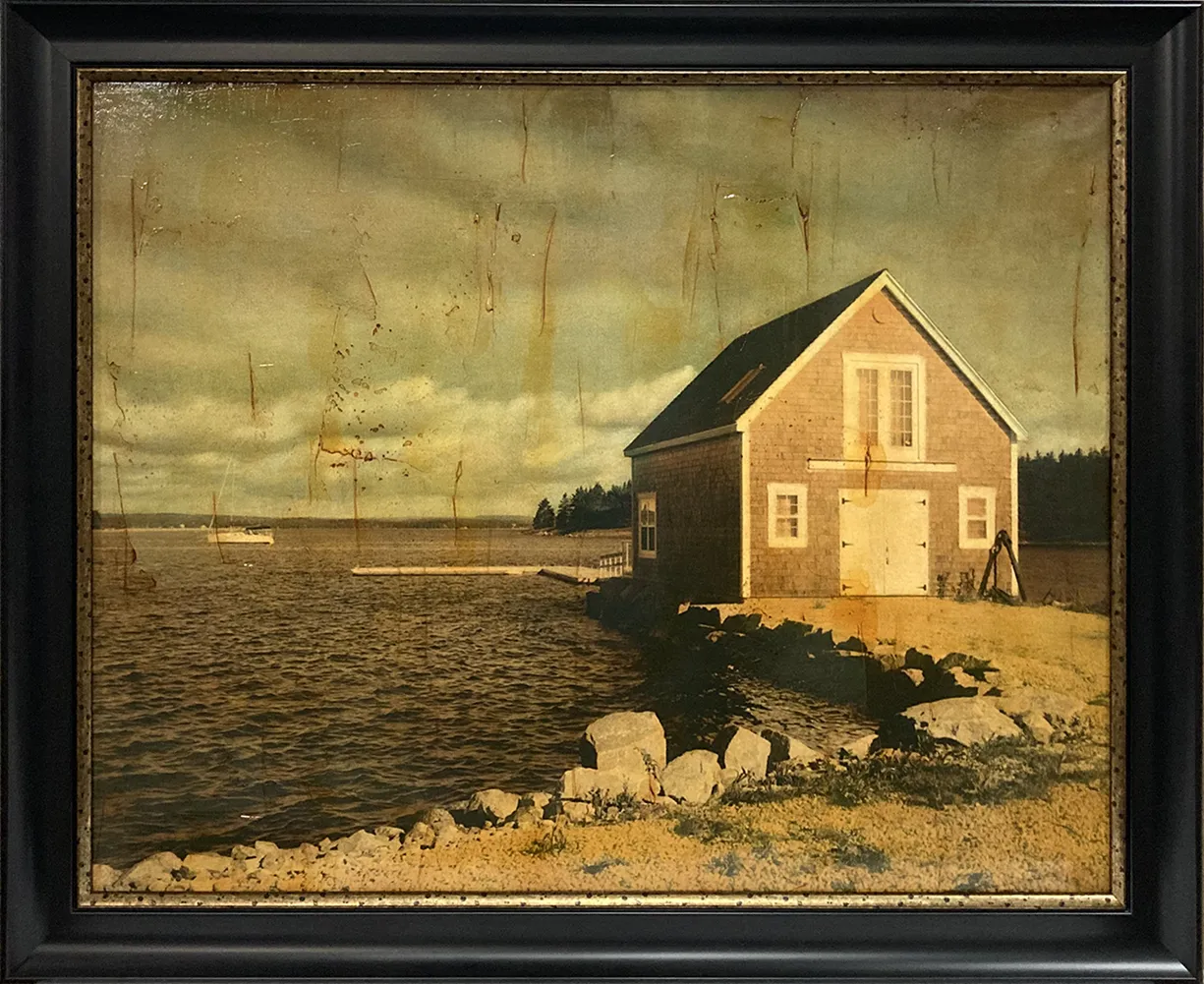 Pezhman Boathouse: Hand Embellished Framed Art Print