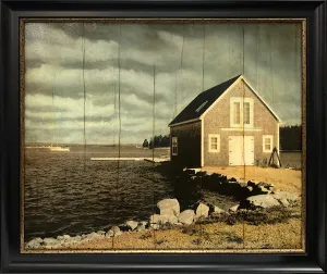 Pezhman Boathouse: Hand Embellished Framed Art Print