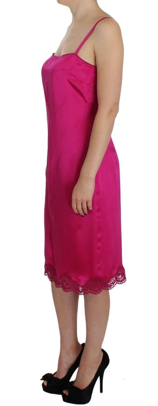Pink Silk Floral Lace Lingerie Dress