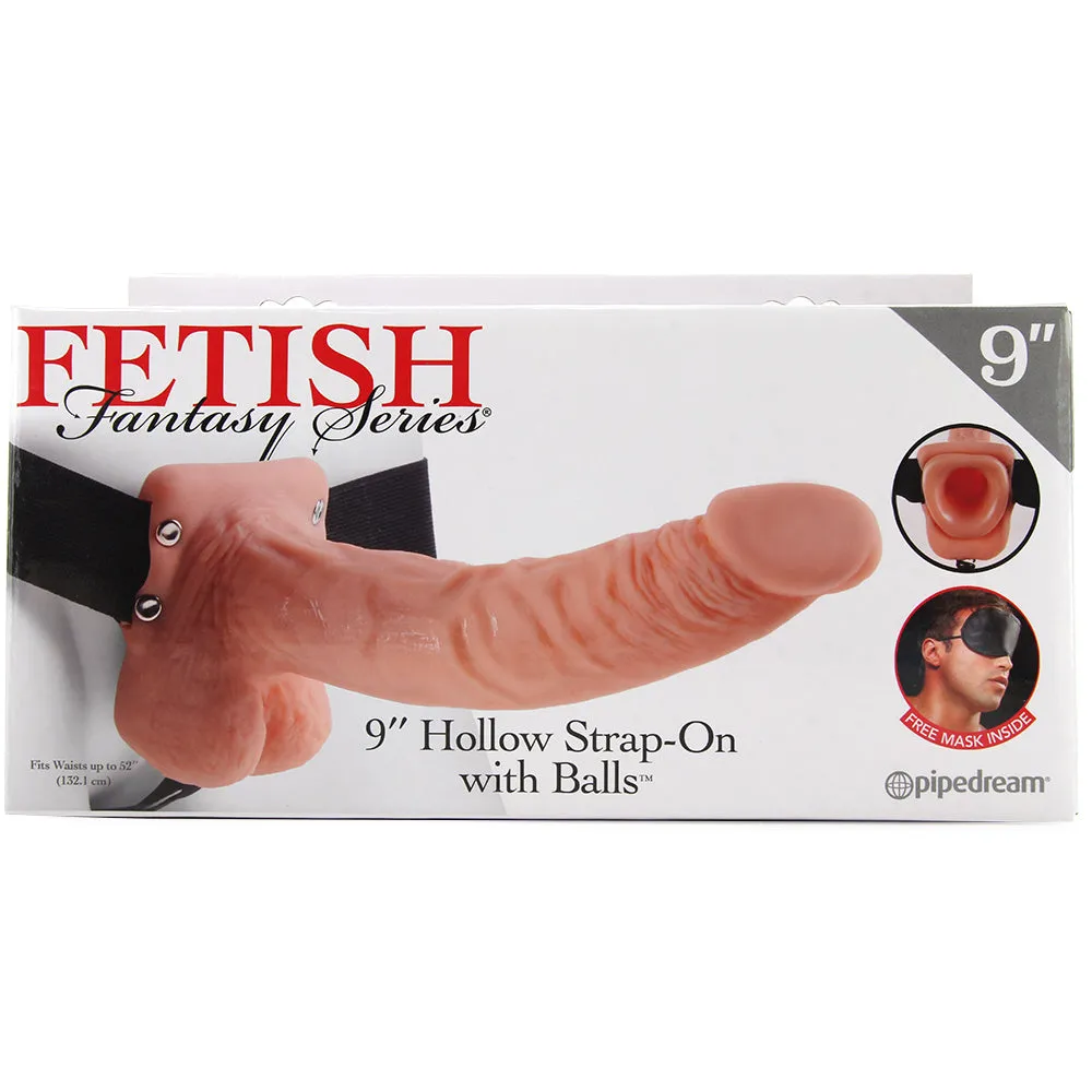 Pipedream Fetish Fantasy Series 9 in. Hollow Strap-On with Balls Light/Black