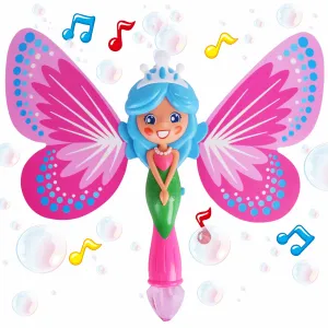 Play Day Butterfly Bubble Blowing Wand with Lights and Sounds, Includes Bubble