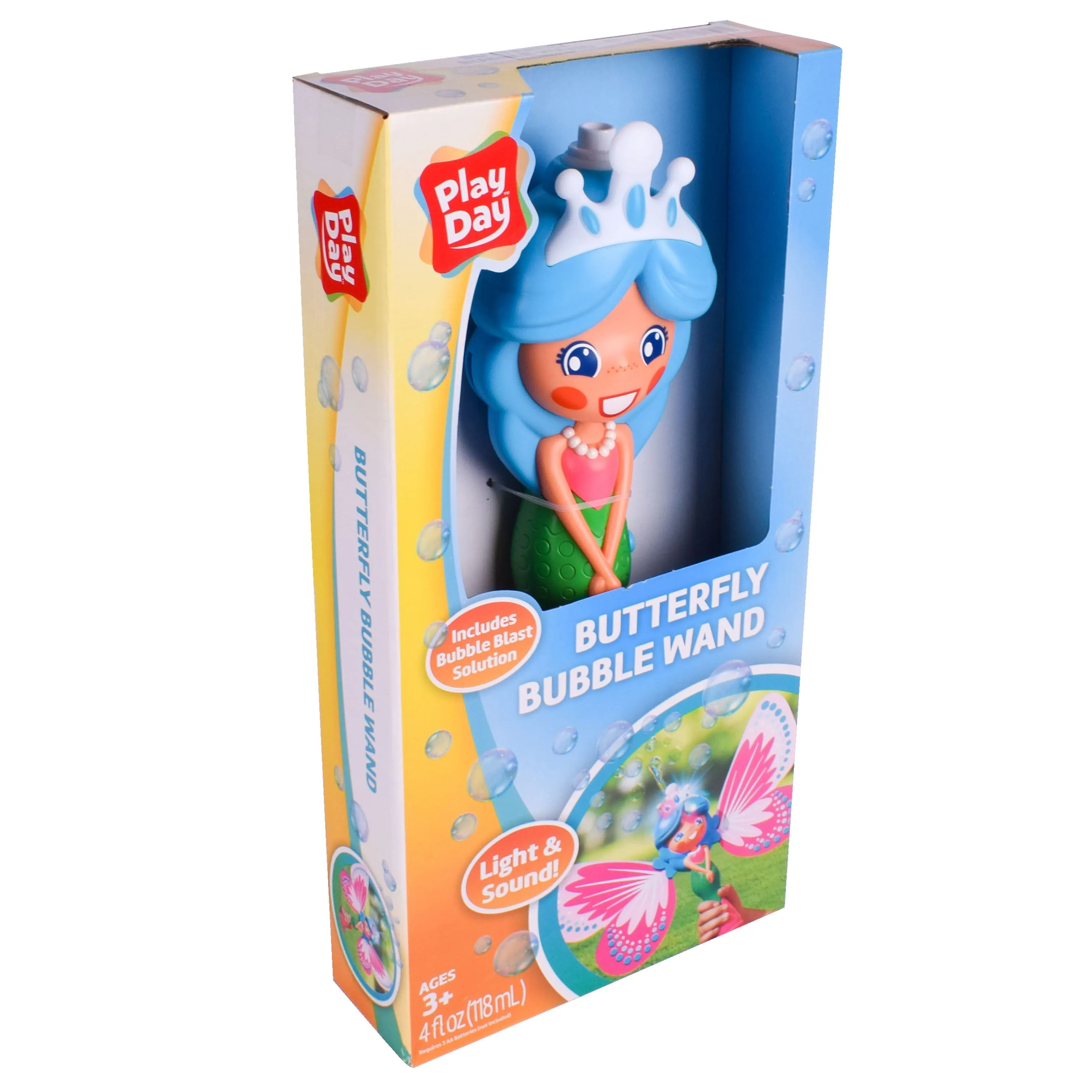 Play Day Butterfly Bubble Blowing Wand with Lights and Sounds, Includes Bubble