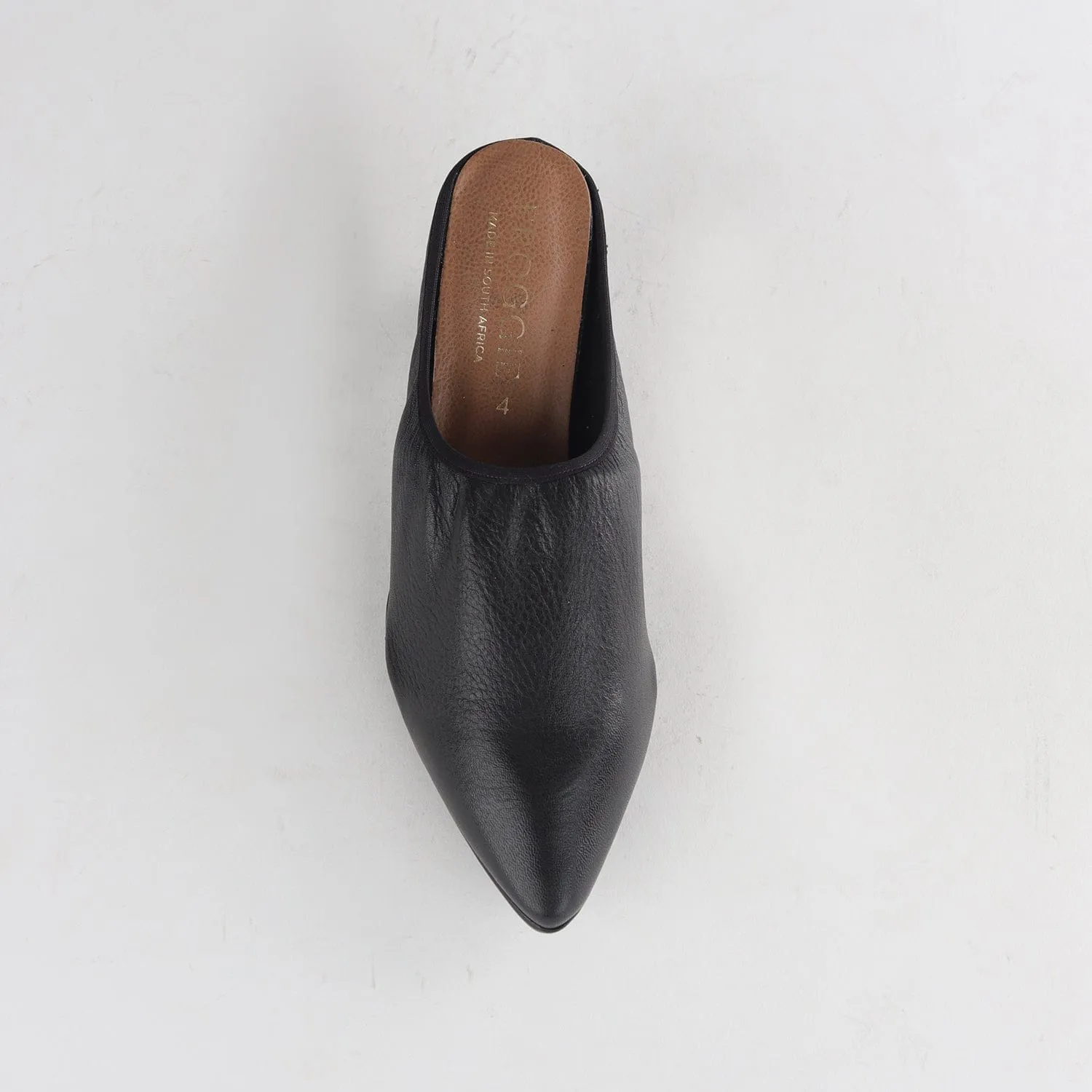 Pointed Kitten heel Mule in Black - 12630