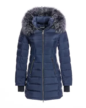 Poly Blend Jacket with Detachable Fox Trimmed Hood