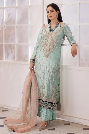 Premium Ice Blue Kameez Trouser Pakistani Wedding Dress