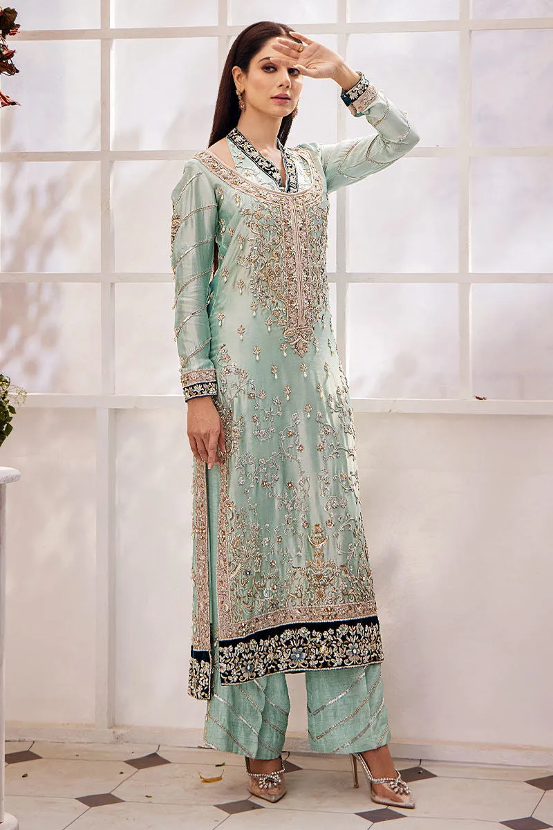 Premium Ice Blue Kameez Trouser Pakistani Wedding Dress