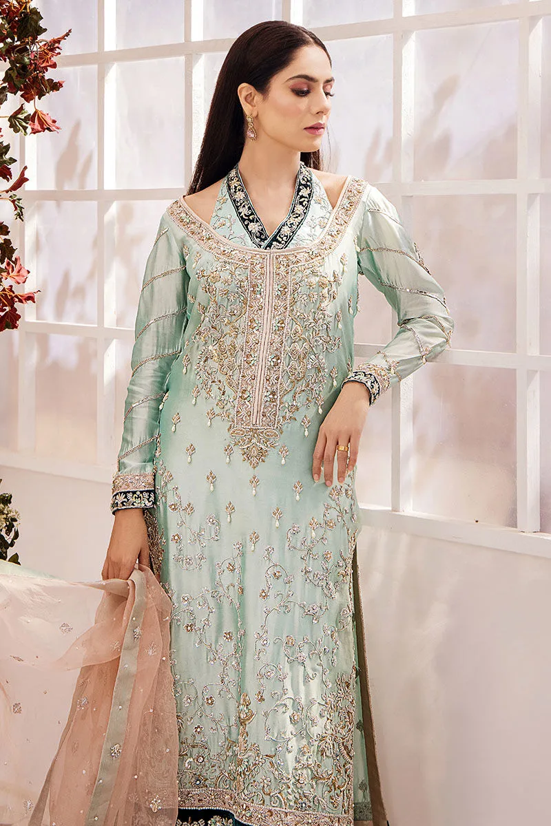 Premium Ice Blue Kameez Trouser Pakistani Wedding Dress
