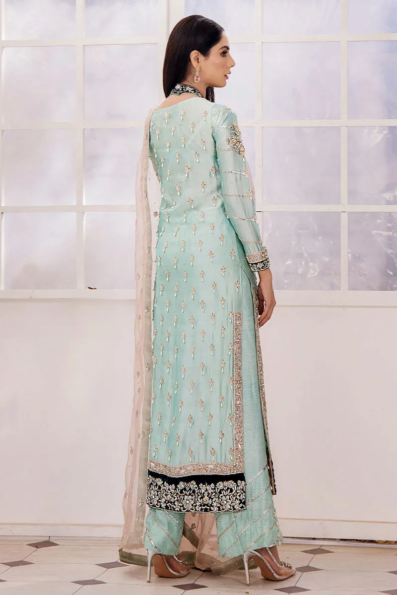 Premium Ice Blue Kameez Trouser Pakistani Wedding Dress