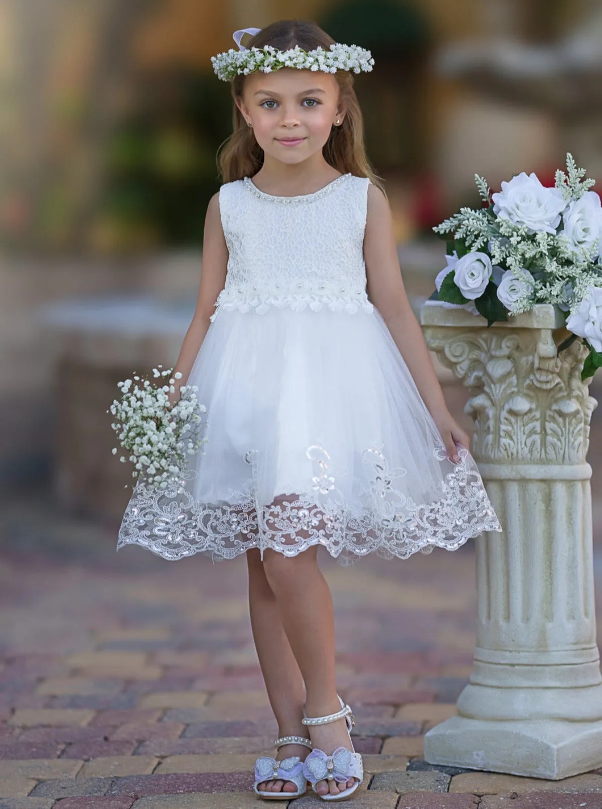 Pretty Plies Rose Pearl Embellished Communion Girl Dress