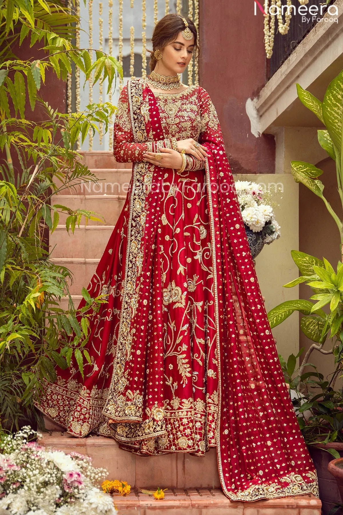 Pretty Red Bridal Dress Pakistani Designer Attire #BN788