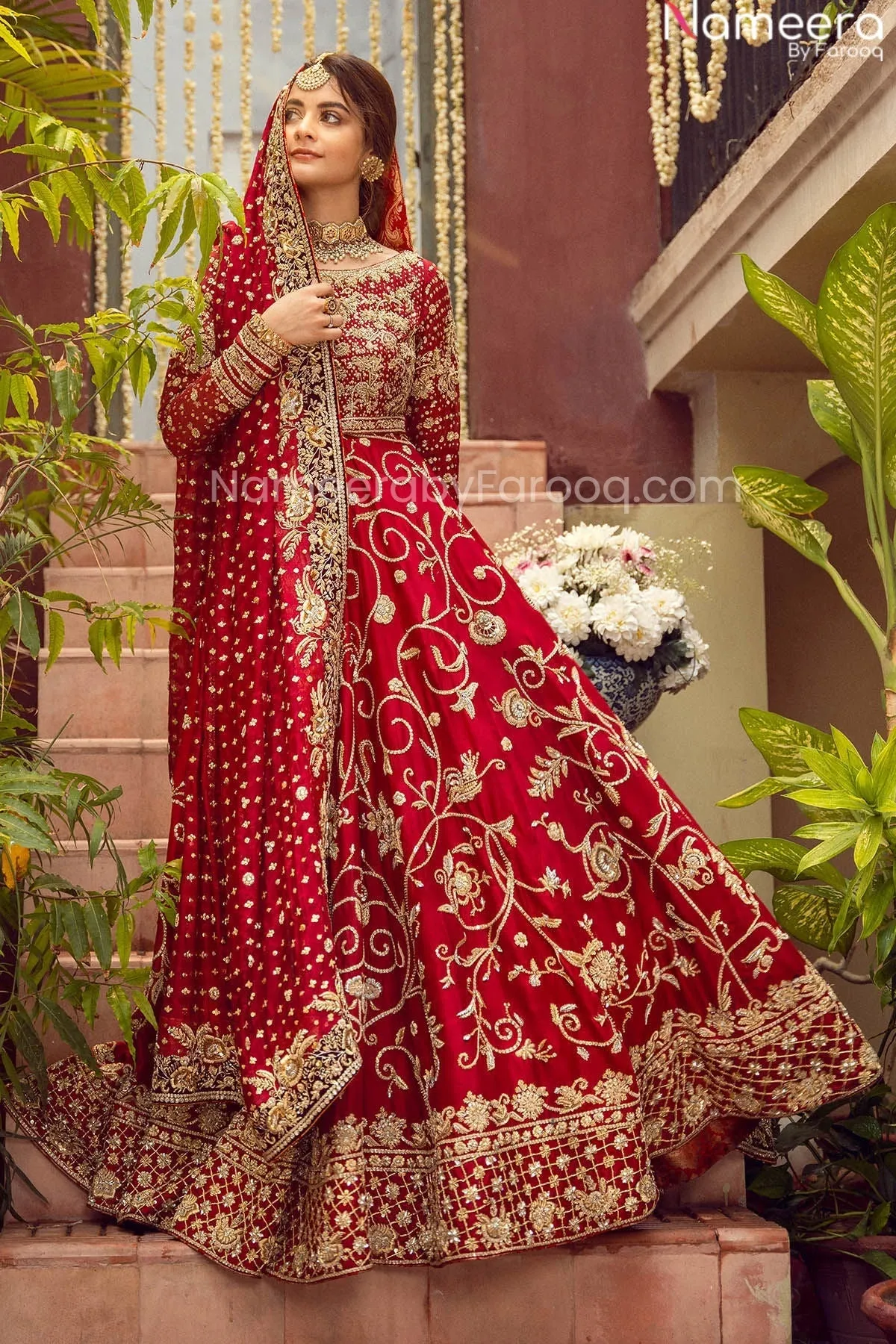 Pretty Red Bridal Dress Pakistani Designer Attire #BN788
