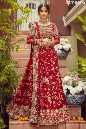 Pretty Red Bridal Dress Pakistani Designer Attire #BN788