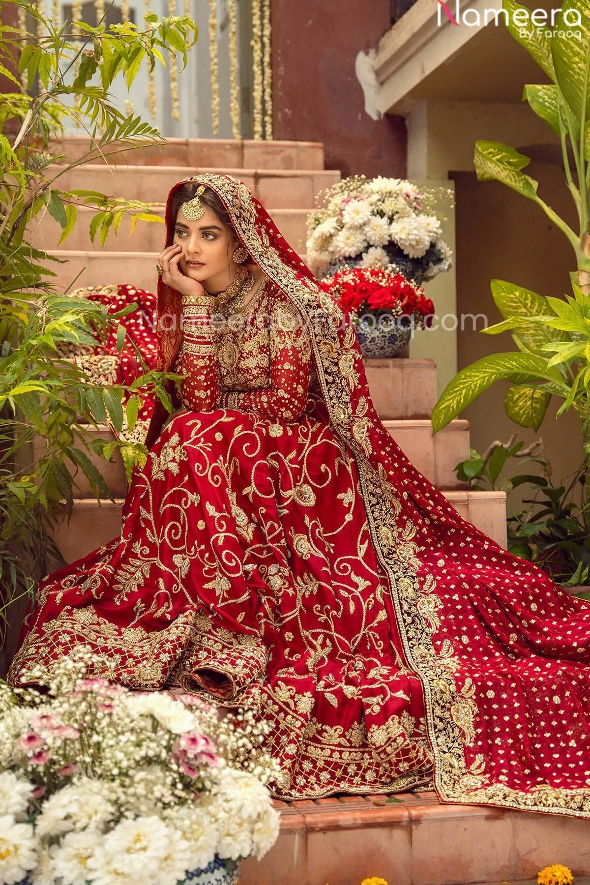 Pretty Red Bridal Dress Pakistani Designer Attire #BN788