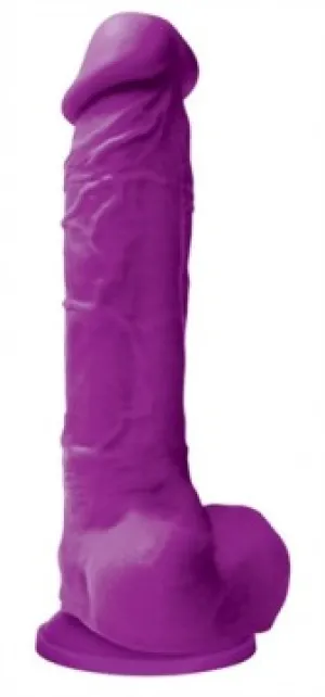 Purple Silicone Dildo with Balls