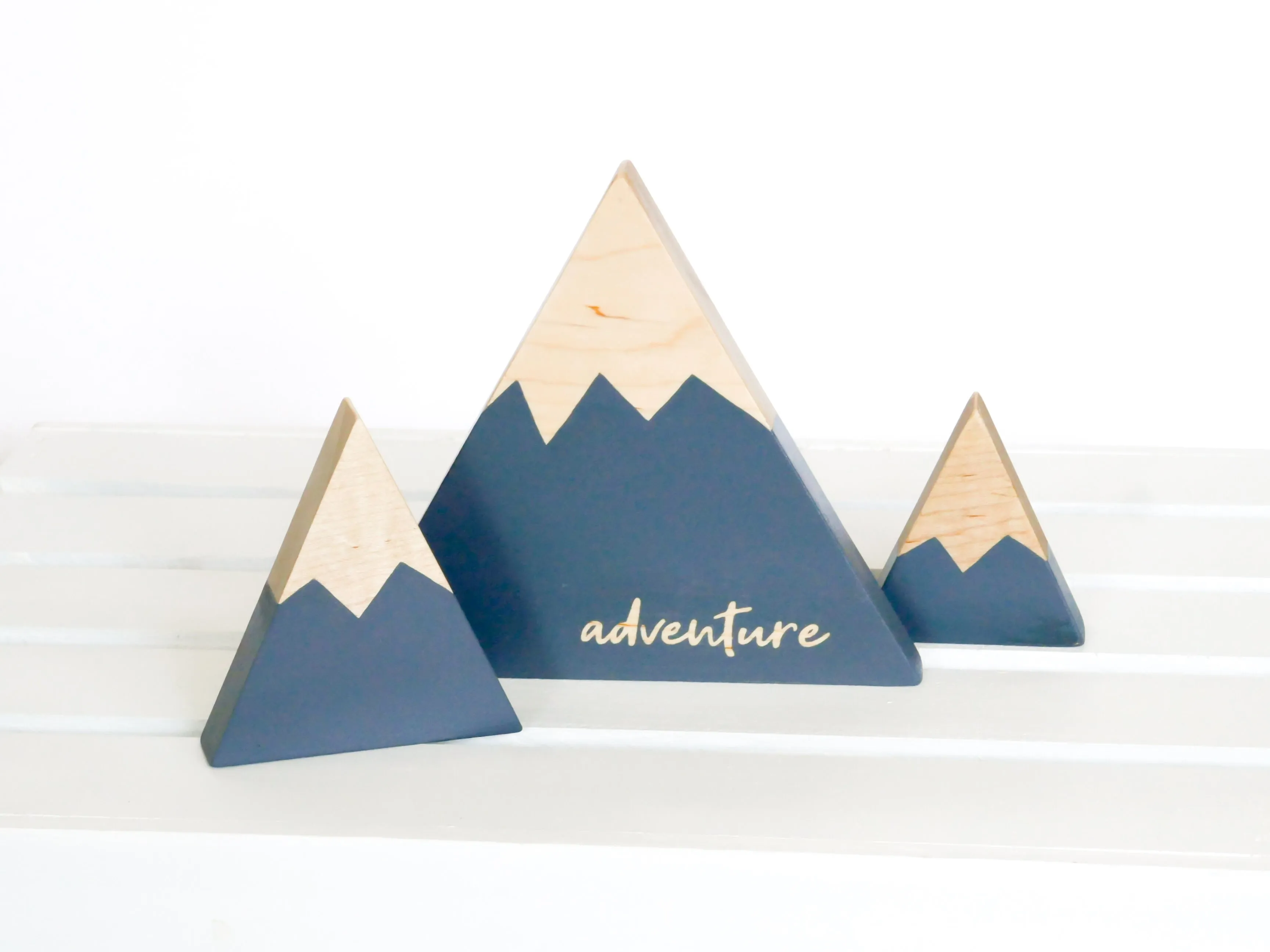 "Adventure" Wooden Mountain - Charcoal Gray