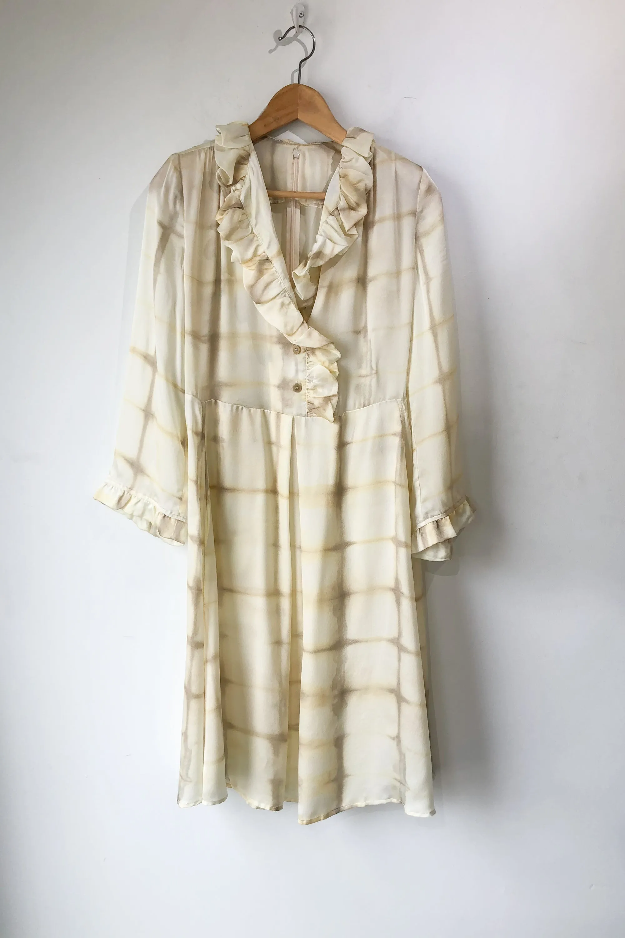 Raquel Allegra Cream Tiedye Grid Dress