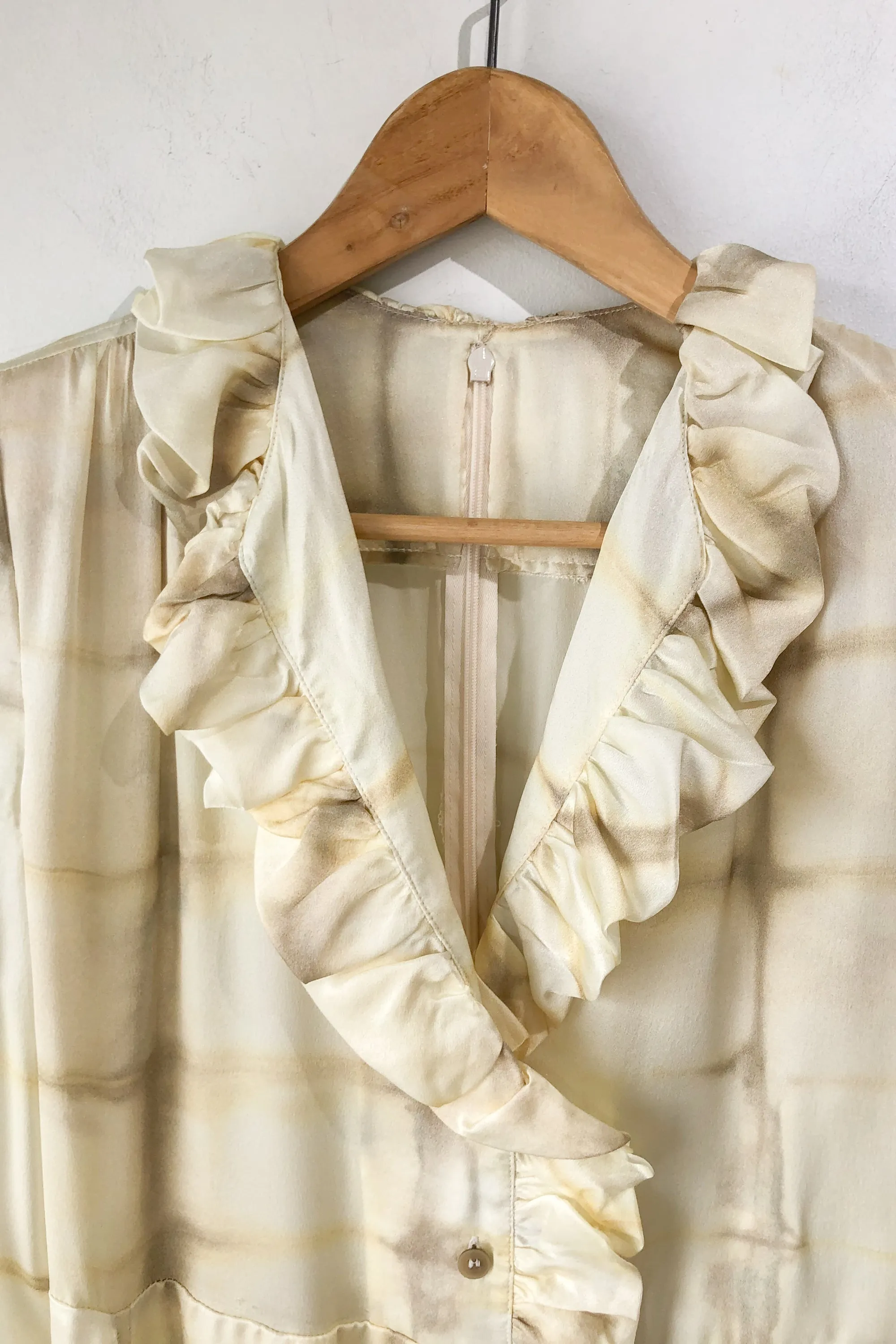 Raquel Allegra Cream Tiedye Grid Dress
