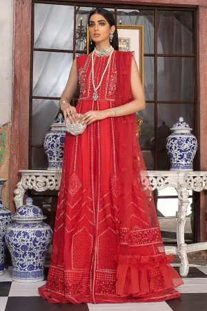 Red Chiffon Party Wear with Embroidery #Y2094