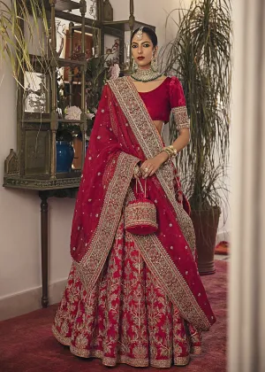Red Velvet Choli with Heavy Lehnga #Y6206