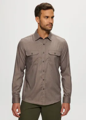Ryan Two Pocket Brushed Chambray Shirt in Moka