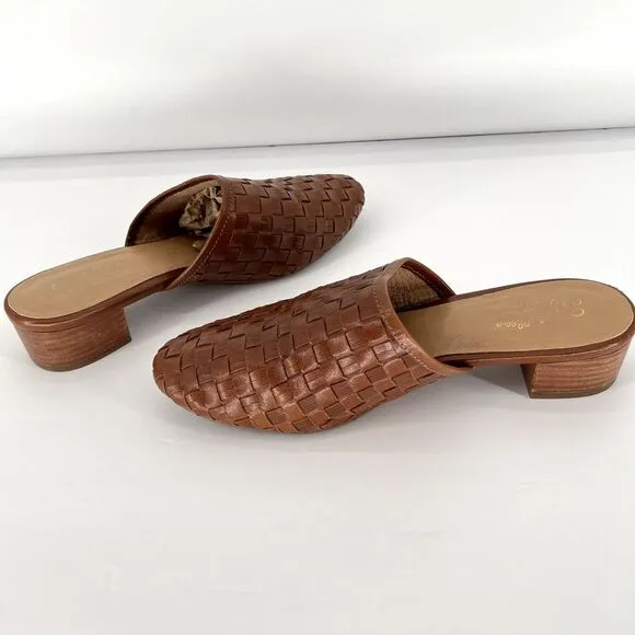 Seychelles Originality Mules Size 8.5 Woven Leather Brown Slip On Anthropologie