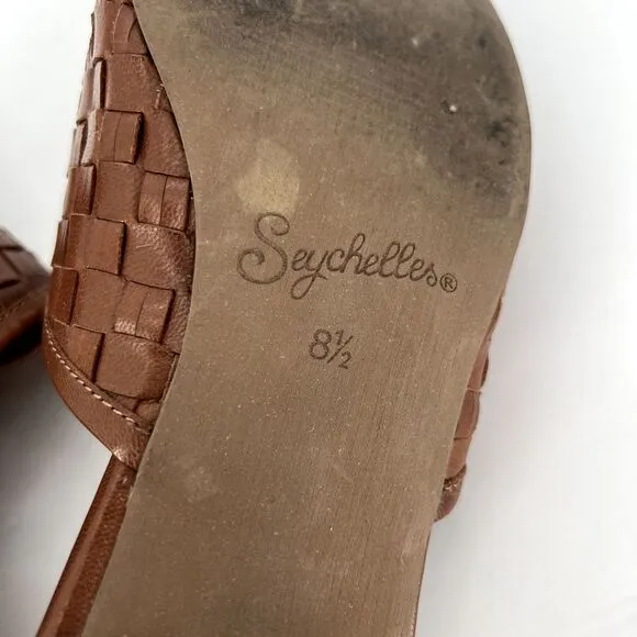Seychelles Originality Mules Size 8.5 Woven Leather Brown Slip On Anthropologie