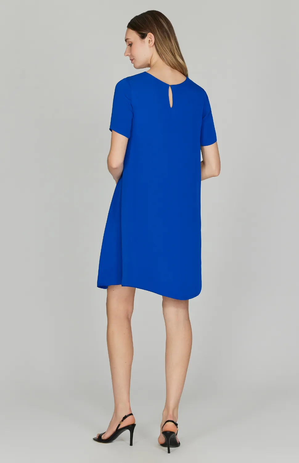 Silk Georgette Short Sleeve Back Overlap Dress