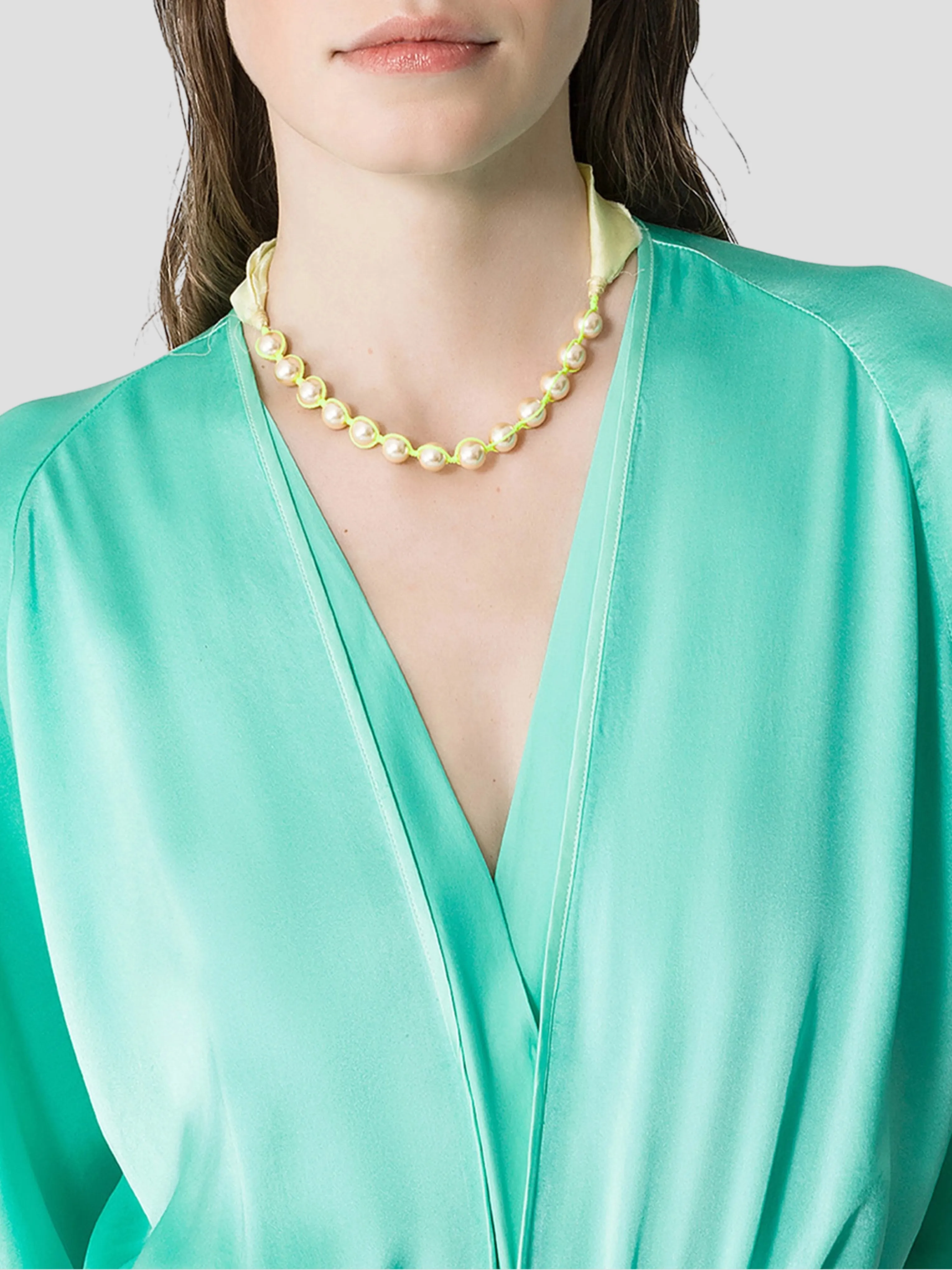 Silk Satin Half Sleeve Dress in Turquoise