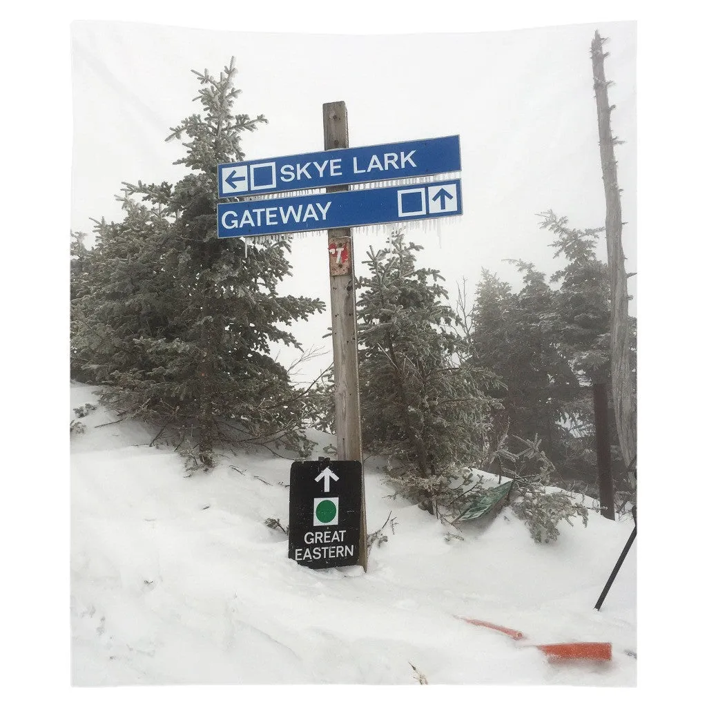 Ski Trail Sign - Wall Tapestry