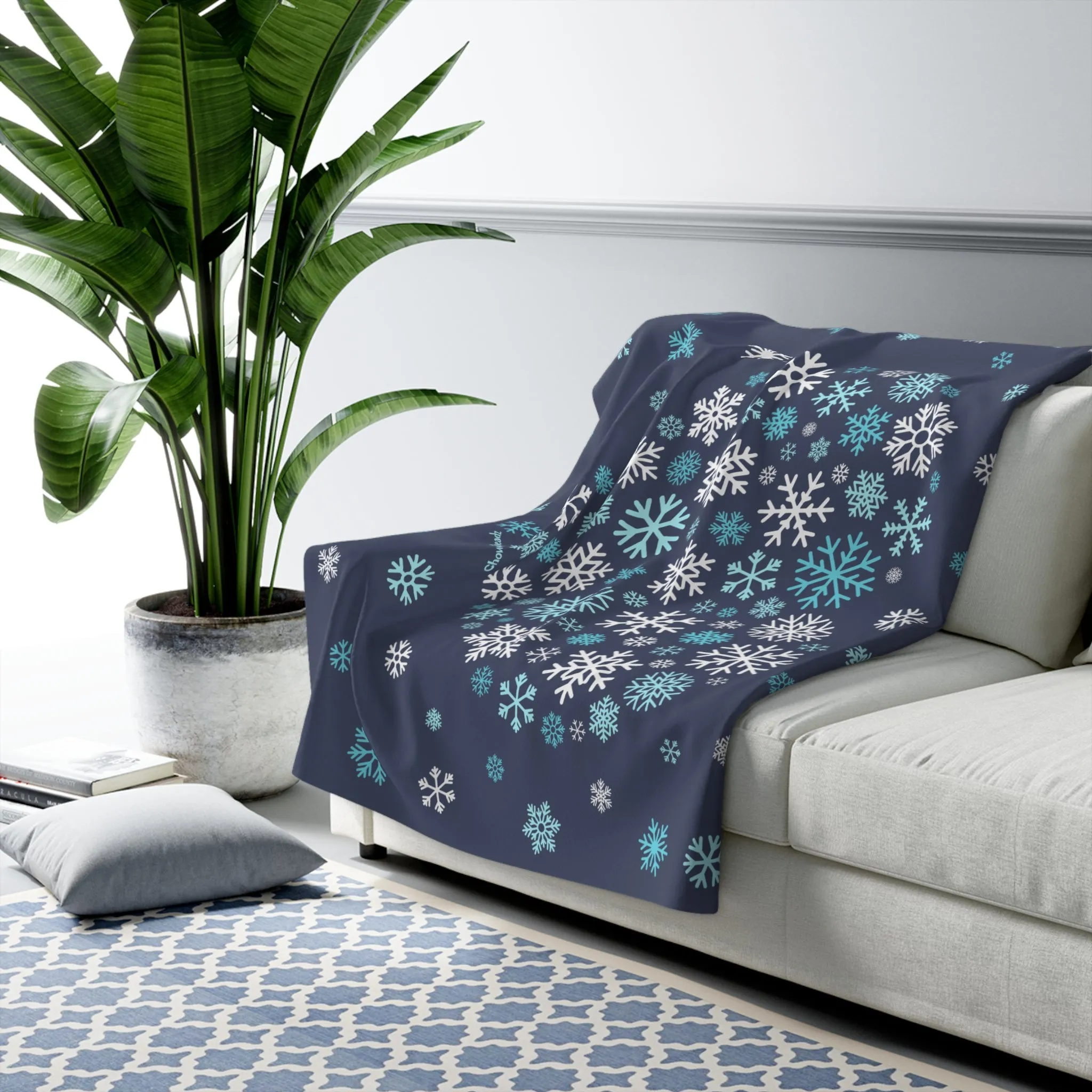 Snowflake Heart Sherpa Fleece Blanket