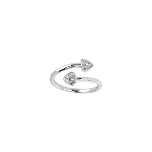 Solid 14kt White Gold Double Gem Heart Cubic Zirconia Toe Ring
