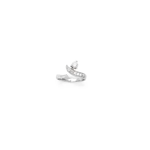 Solid 14kt White Gold Five Gem with Solitaire Cubic Zirconia Toe Ring