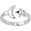 Solid 14kt White Gold Star and Moon Cubic Zirconia Toe Ring