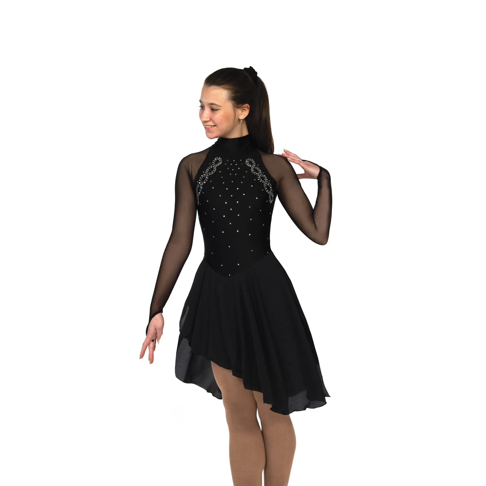 Solitaire Skatewear D22017 High Neck Dance Dress: Plain OR With Crystals