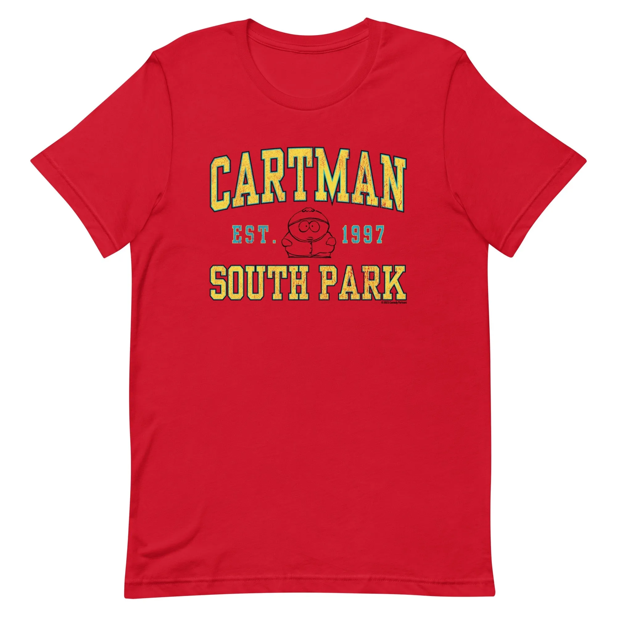 South Park Cartman Collegiate  Adult Short Sleeve T-Shirt