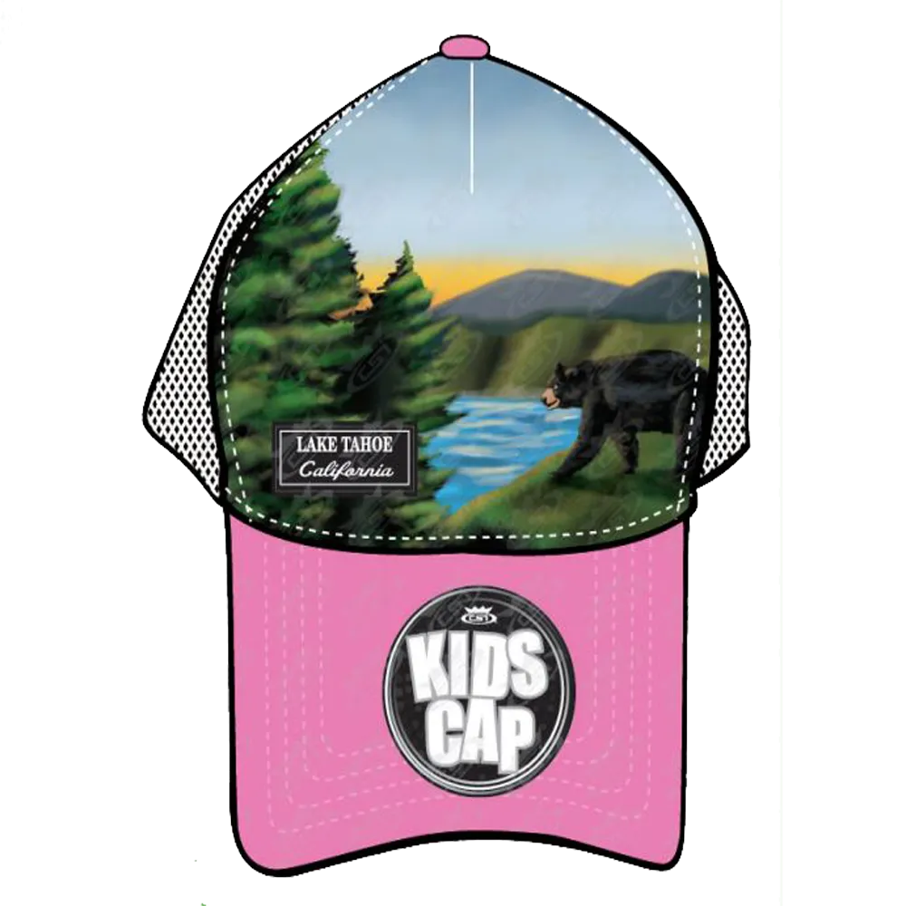 Souvenir Ball Cap Kids Airbrush Mountain Bear Mesh, Lake Tahoe