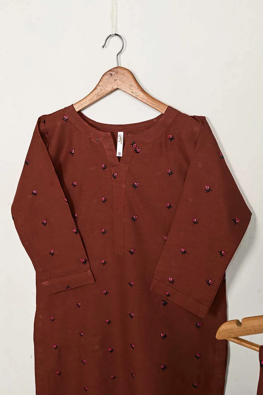 STP-143B-Rust - 2PC COTTON EMBROIDERED STITCHED