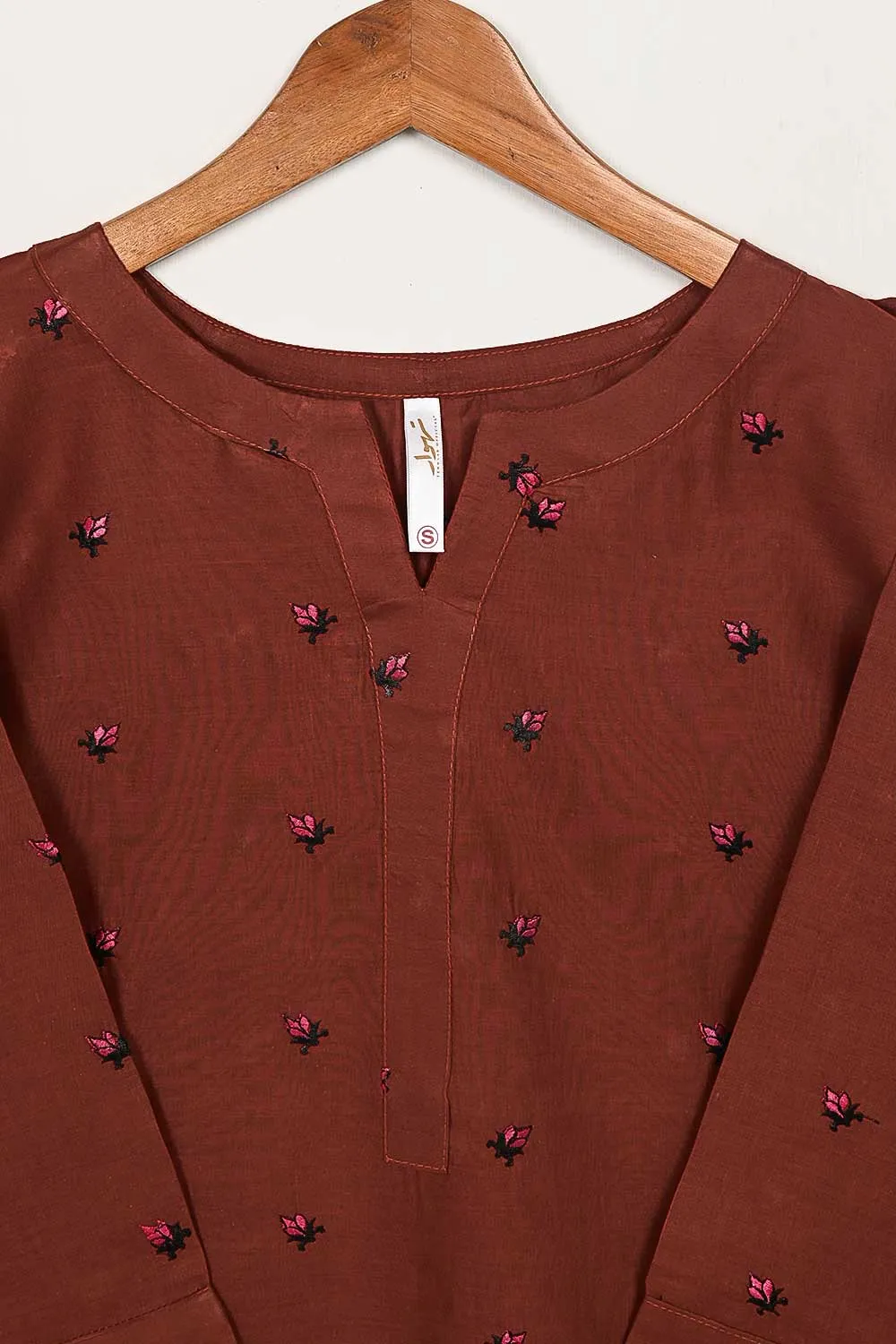 STP-143B-Rust - 2PC COTTON EMBROIDERED STITCHED