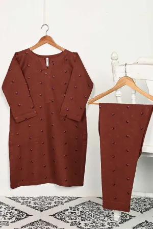 STP-143B-Rust - 2PC COTTON EMBROIDERED STITCHED